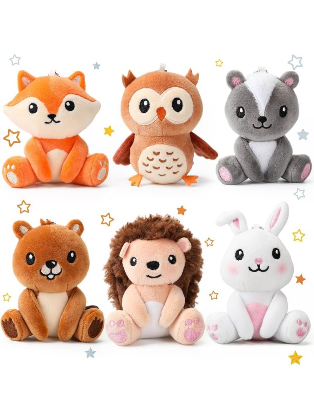 Cute Mini Woodland Animals Stuffed Keychains - Bear, Rabbit, Squirrel, Raccoon